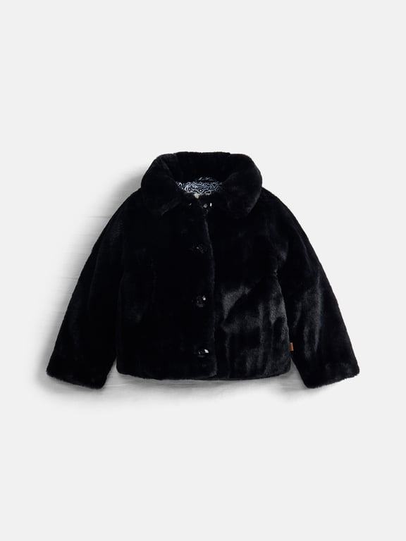 Girls Cropped Faux Fur Jacket, Sizes XS-XXL