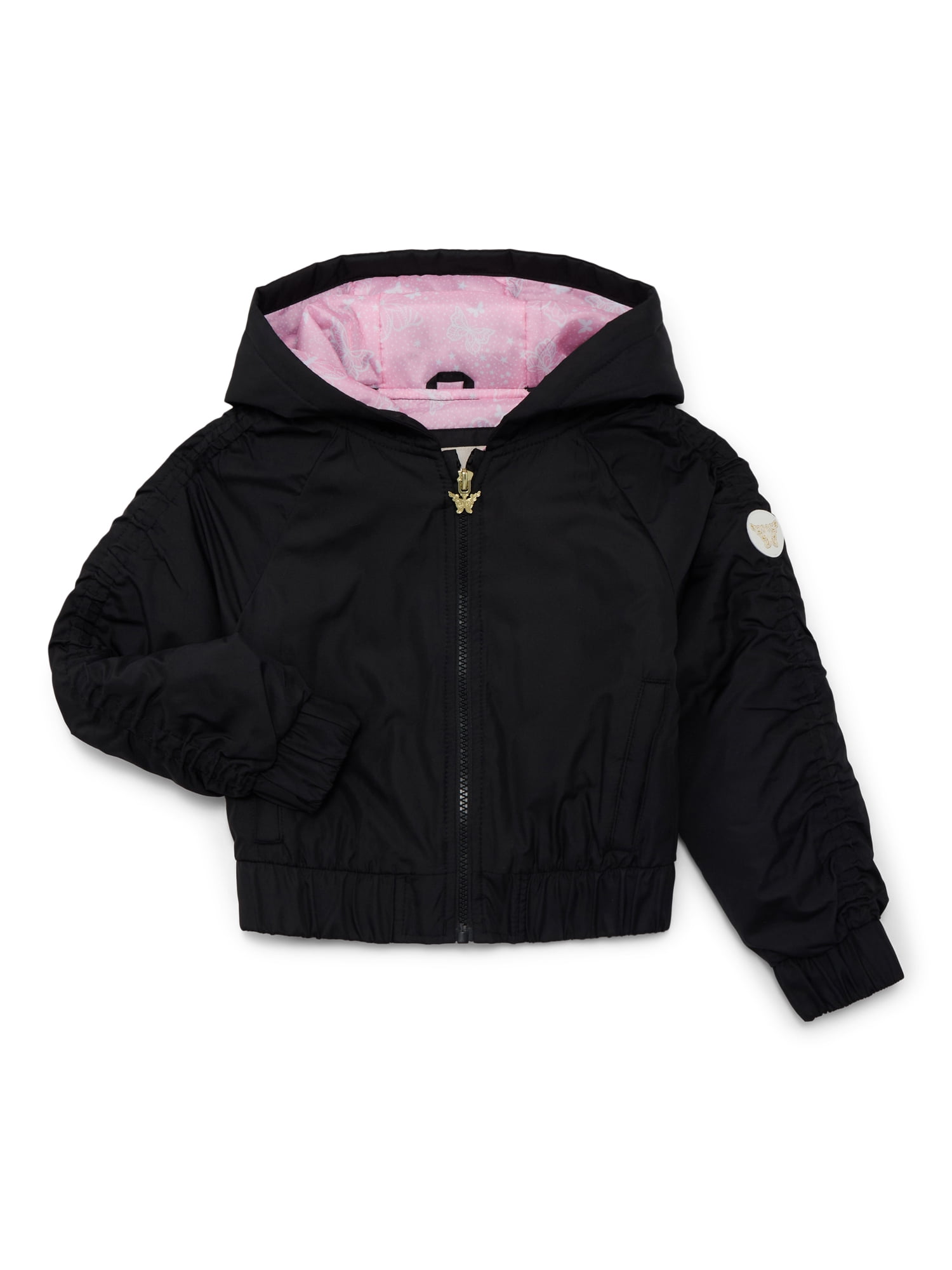 Jessica Simpson Girls Shirred Bomber Jacket with Hood, XS-2XL