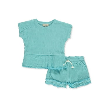 Jessica Simpson Girls' 2-Piece Denim Skort Set Outfit - turquoise, 2t (Toddler)