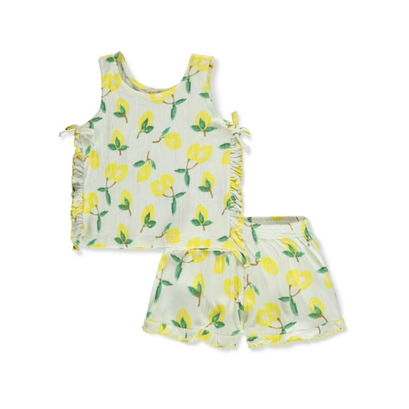 Jessica Simpson Girls' 2-Piece Knit Shorts Set Outfit - yellow, 8 (Big Girls)