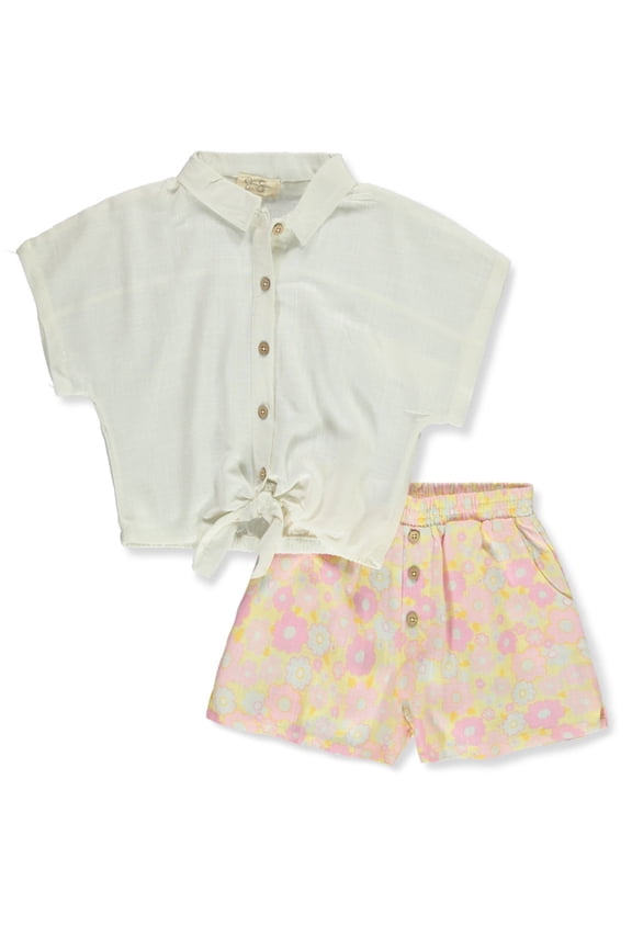Girls' 2-Piece Stripe Shorts Set Outfit, Sizes 4-12