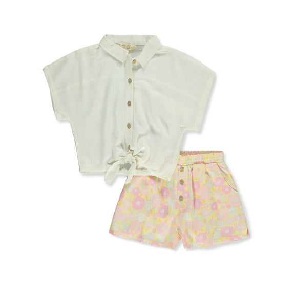 Jessica Simpson Girls' 2-Piece Stripe Shorts Set Outfit, Sizes 4-12