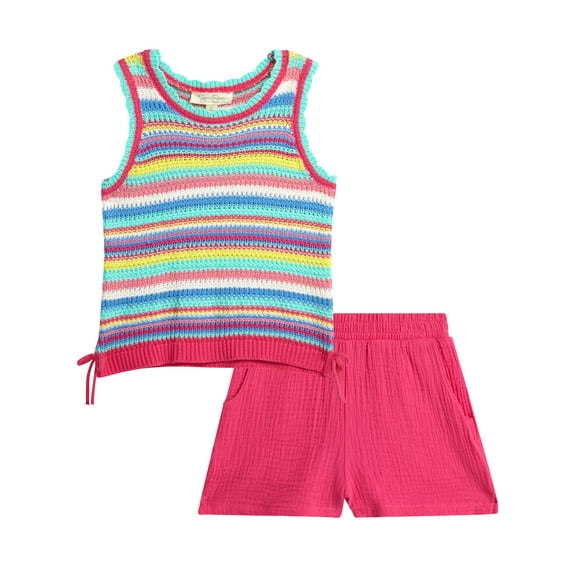 Jessica Simpson Girls' 2-piece Crochet top and Woven Short set, Sizes 4-16