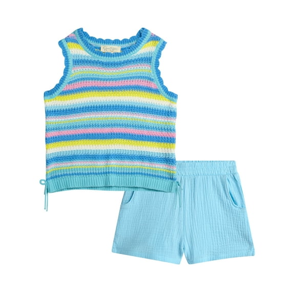 Jessica Simpson Girls' 2-piece Crochet top and Woven Short set, Sizes 4-16