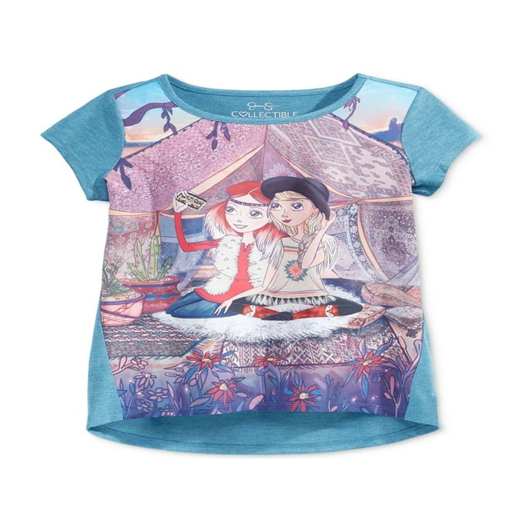 Jessica Simpson Girls Celestial Glamping Graphic T Shirt Blue S 8
