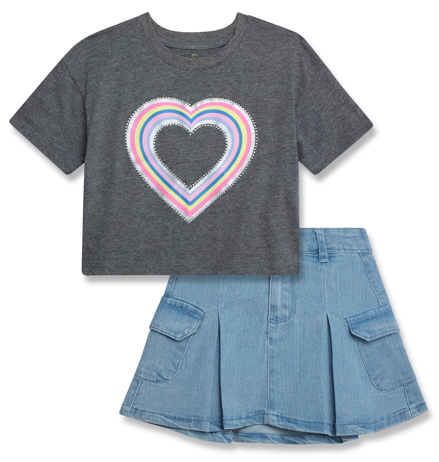 Jessica Simpson Girls Short Sleeve Shirt and Denim Skirt Set
