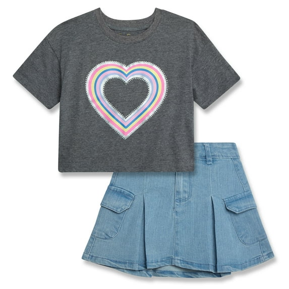 Jessica Simpson Girls Short Sleeve Shirt and Denim Skirt Set, Sizes 4-12