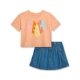 thumbnail image 1 of Jessica Simpson Girls' Tee and Denim Skirt Outfit Set, 2-Piece, Sizes 4-12, 1 of 18