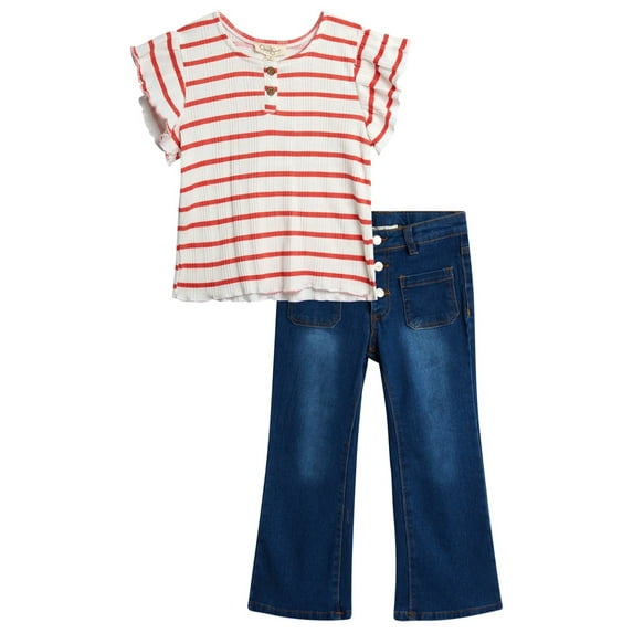 Jessica Simpson Girls' Flutter Tee and Jeans Set, 2-Piece, Sizes 4-12