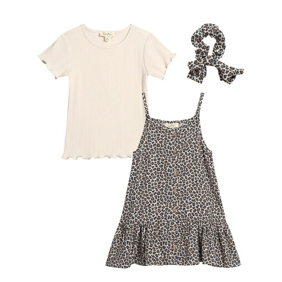 Jessica Simpson Girls' Tee, Dress and Hair Scrunchie Set, 3-Piece Sizes 4-6X