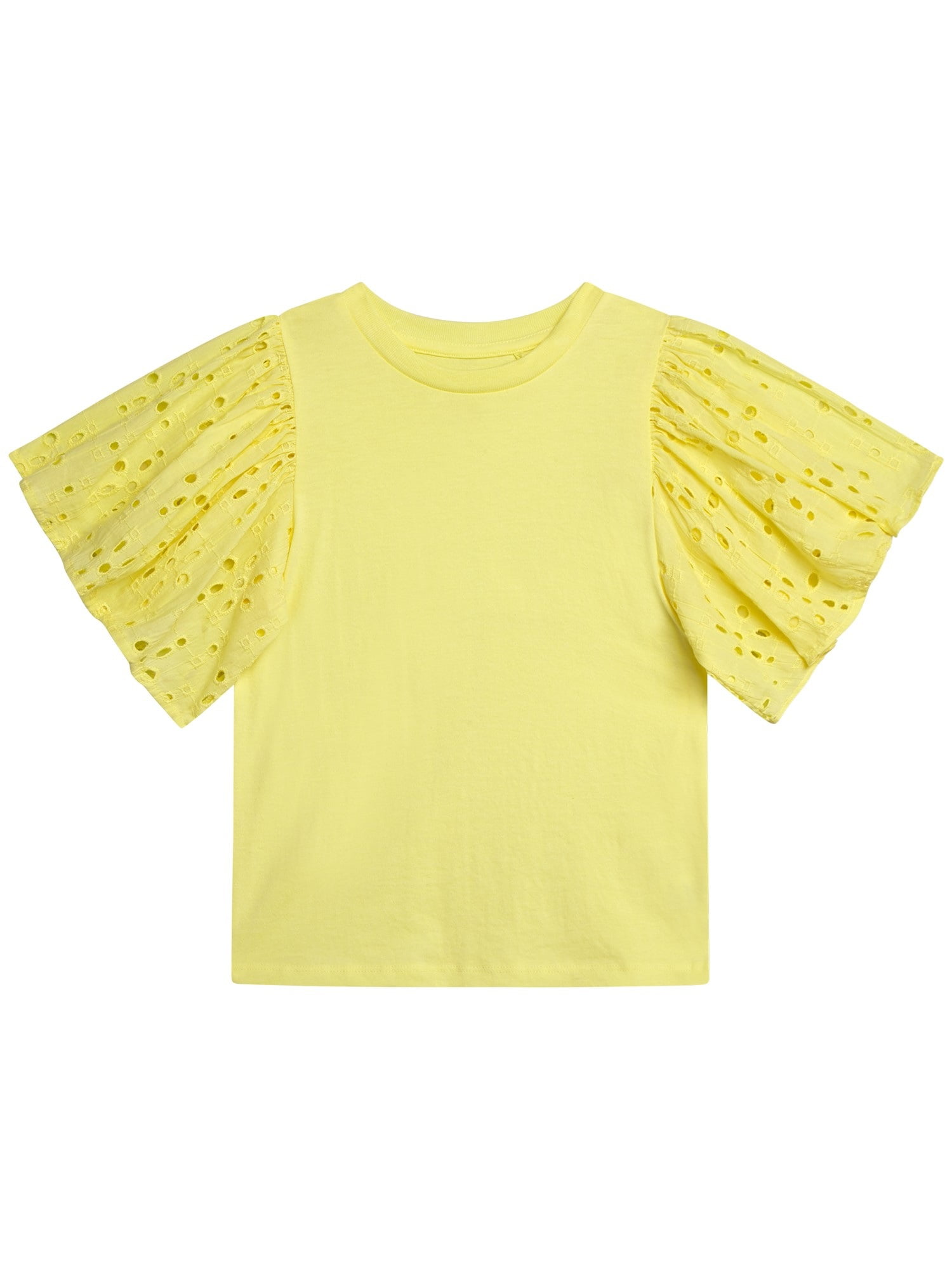 Jessica Simpson Girls' Crewneck Tee with Eyelet Flutter Sleeves, Sizes 7-14/16