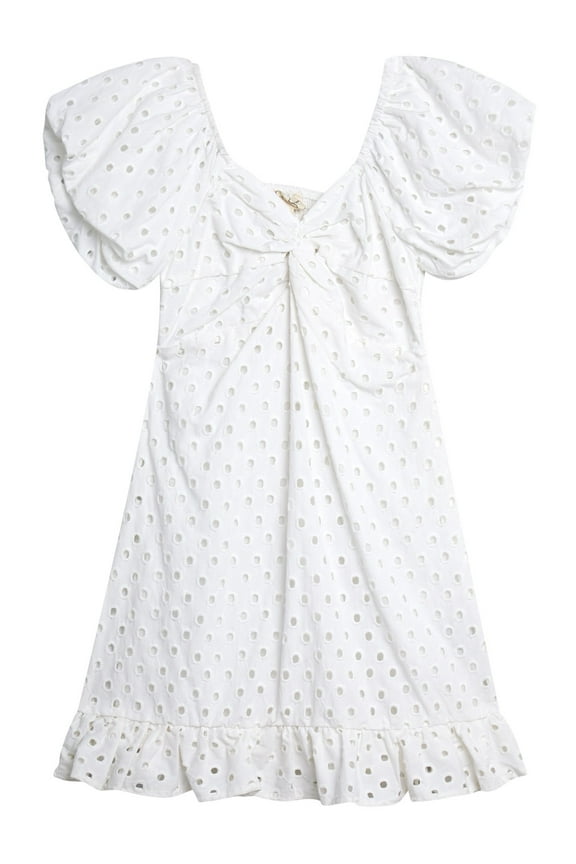 Girls' Eyelet Twist Dress, Sizes 7-16