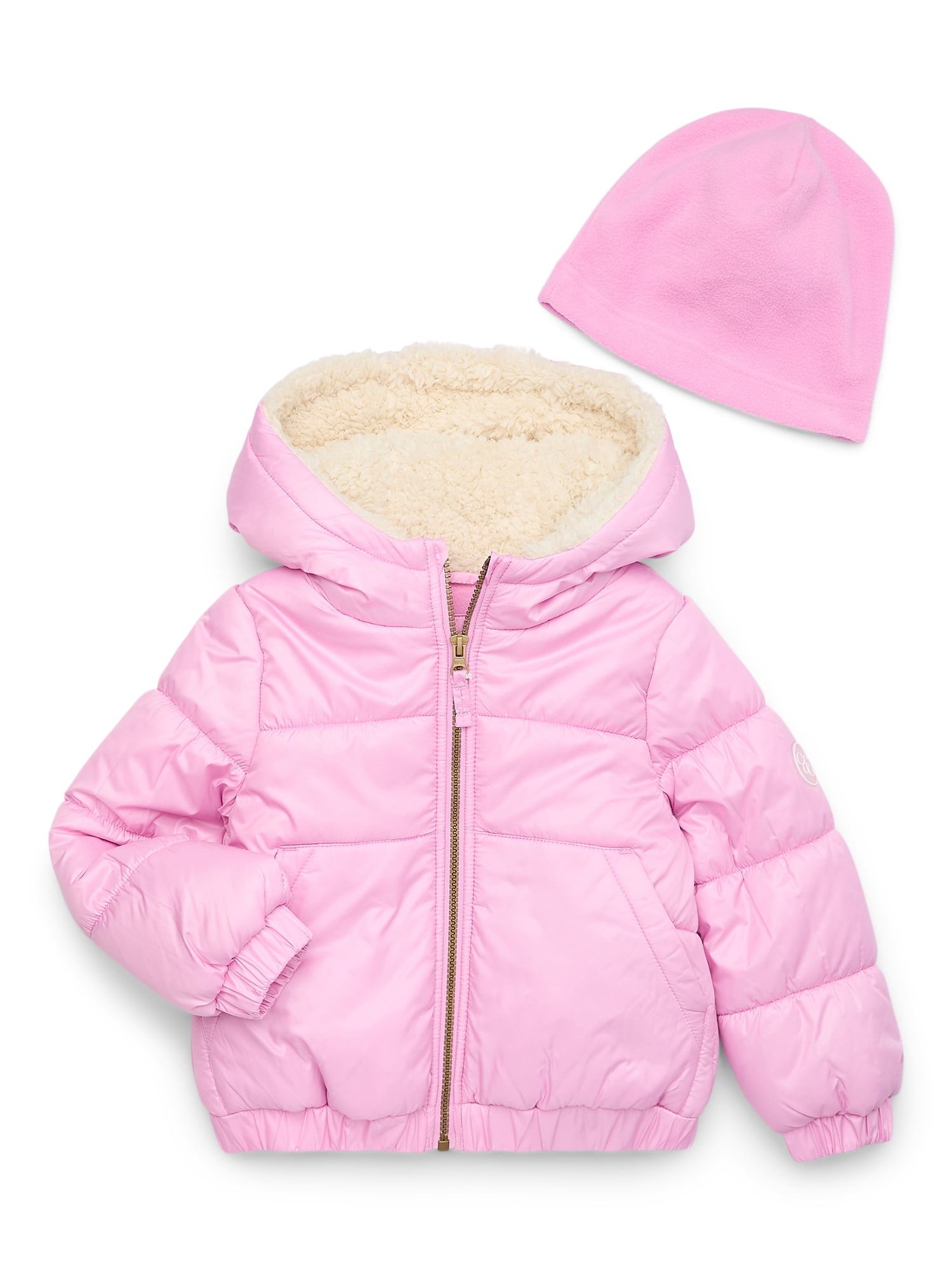 Jessica Simpson Girls Fashion Puffer Jacket with Faux Sherpa Collar, Sizes 4-16