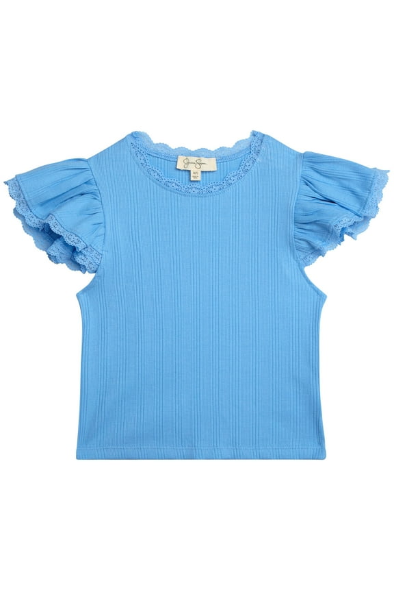 Girls' Flutter Sleeve Blouse, Sizes 7-16