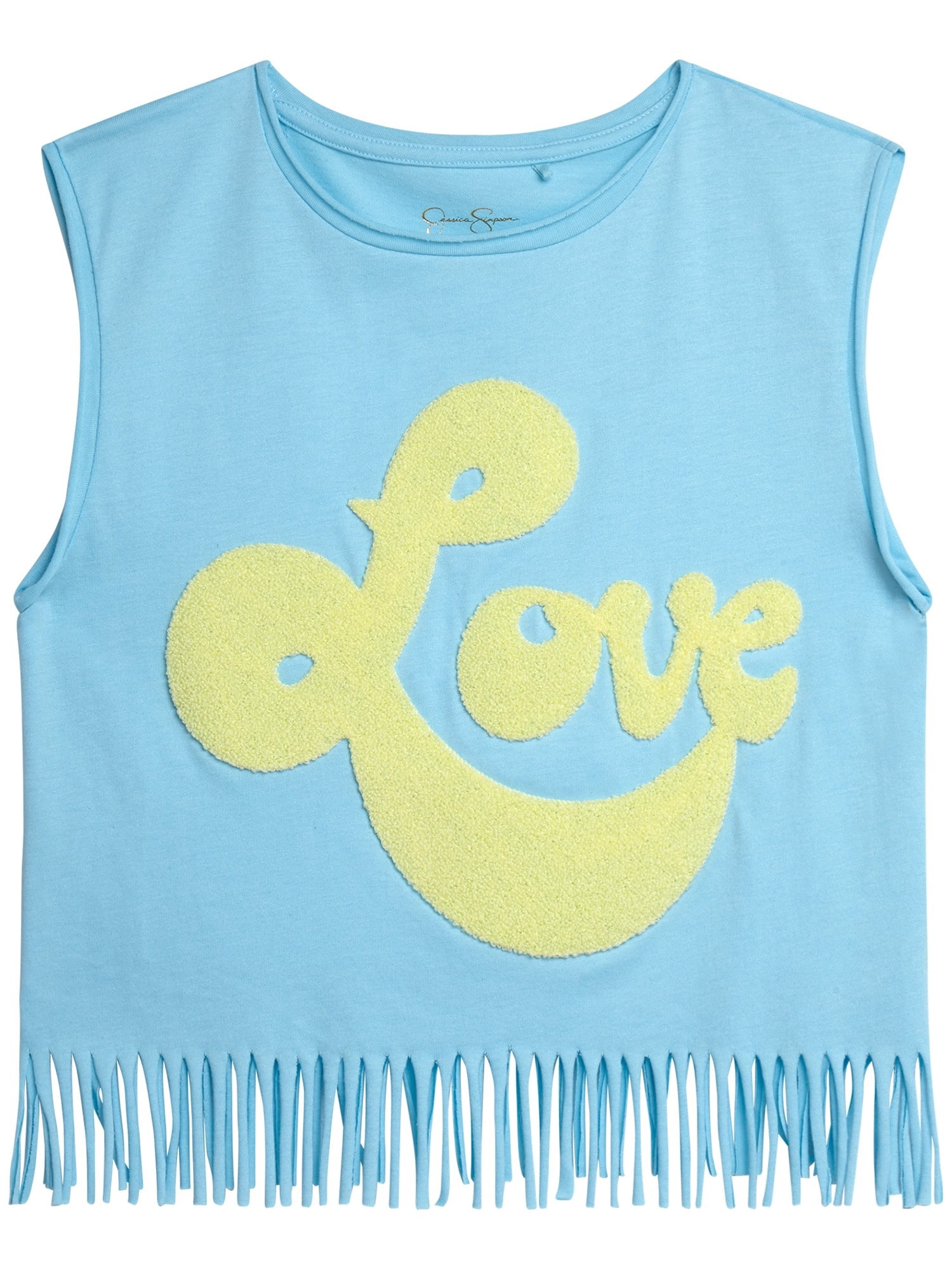 Jessica Simpson Girls Fringe Hem Tee, Size 7-14/16