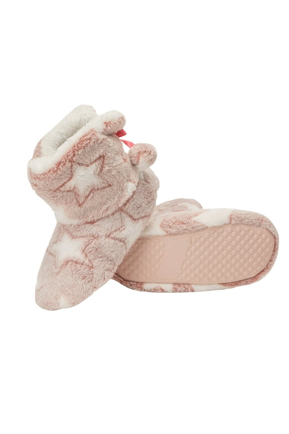 Girls Fuzzy Comfy Plush Memory Foam Star Booties Anti-Slip House Slipper Shoe