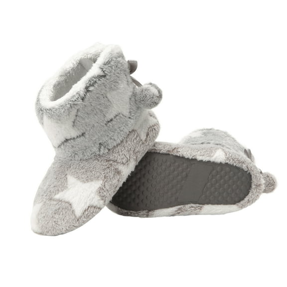 Jessica Simpson Girls Fuzzy Comfy Plush Memory Foam Star Booties Anti-Slip House Slipper Shoe