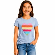Jessica Simpson Girls Graphic Tee Cute and Trendy Knit Jersey Short Sleeve Tshirt for Everyday Wear