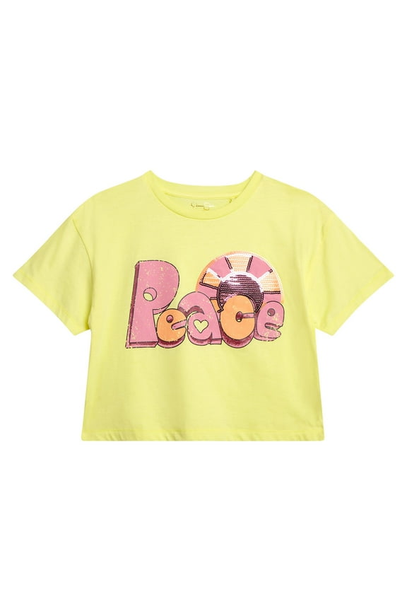 Girls' Embellished Graphic Tee with Short Sleeve, Sizes S (7)-XL (16)