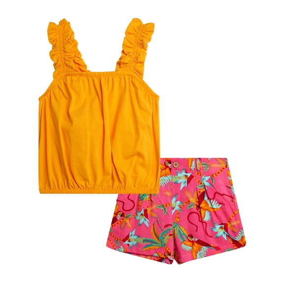 Jessica Simpson Girls' Knit and Woven Short Set, Sizes 4-12