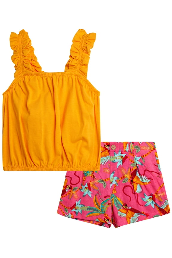 Girls' Knit and Woven Short Set, Sizes 4-12