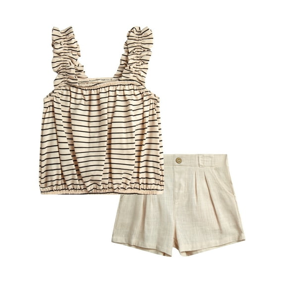Jessica Simpson Girls' Knit and Woven Short Set, Sizes 4-12