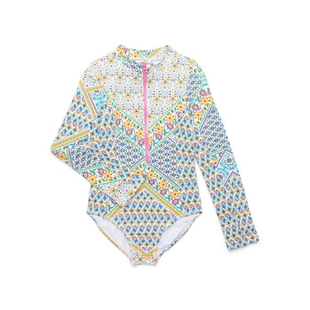 Jessica Simpson Girls Long Sleeve Swimsuit, 1-Piece, Sizes XS-XL