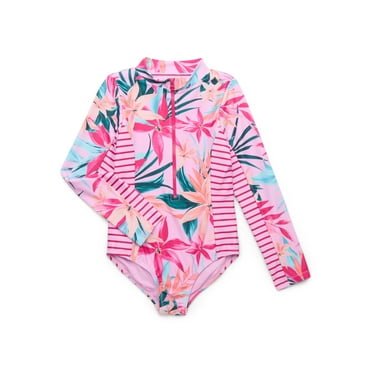 Jessica Simpson Girls Long Sleeve Swimsuit, 1-Piece, Sizes XS-XL