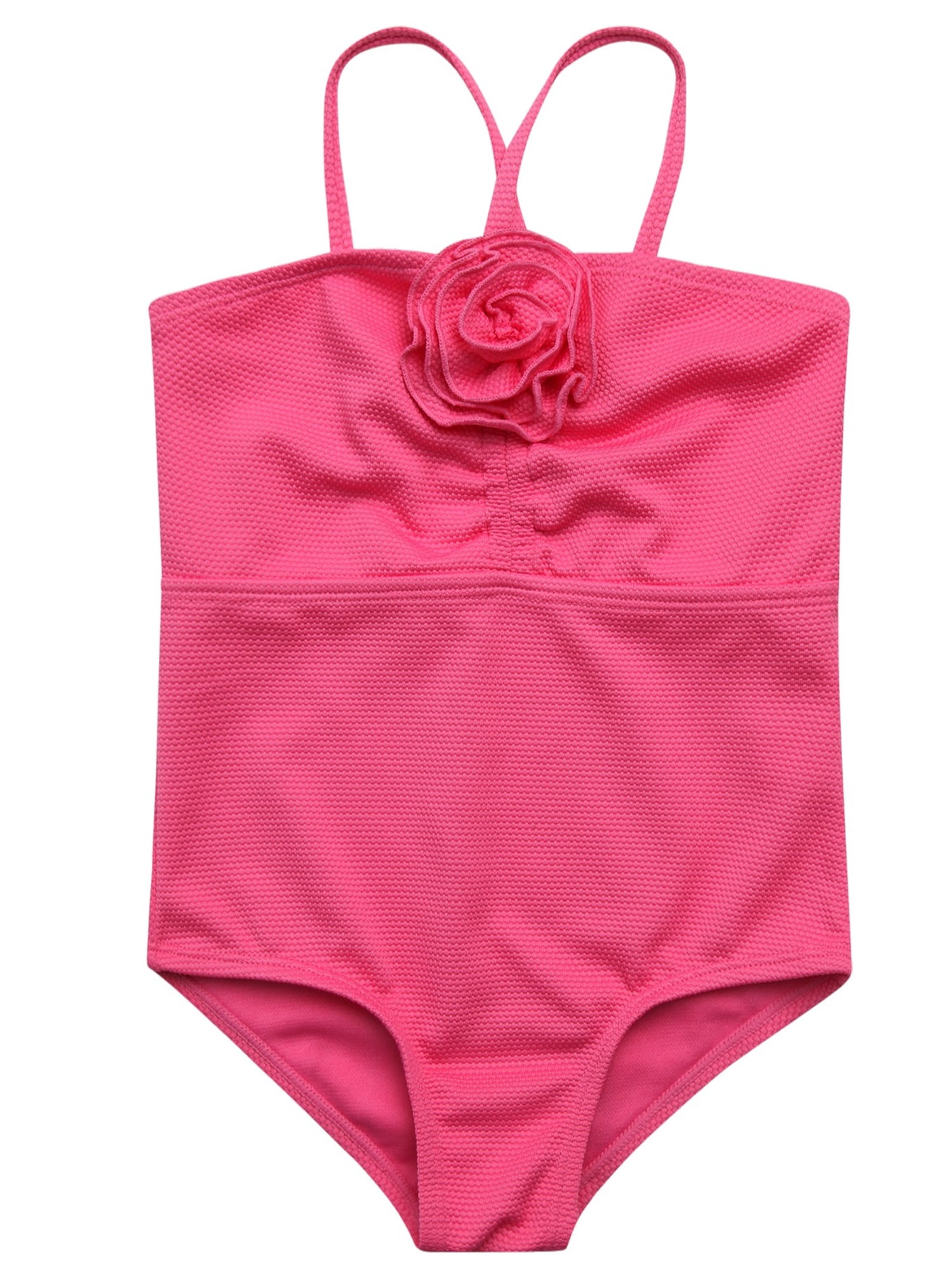 Jessica Simpson Girls' One-piece Ruched Rosette Swimsuit