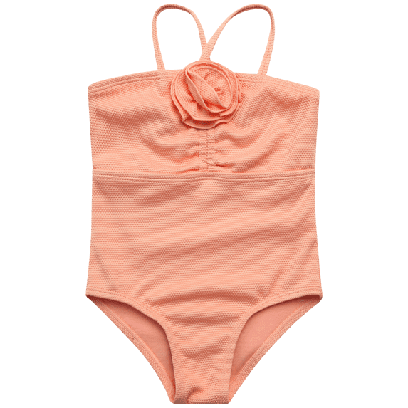 Jessica Simpson Girls' One-piece Ruched Rosette Swimsuit