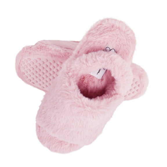 Jessica Simpson Girls Plush Faux Fur Slip On House Slippers with Memory Foam