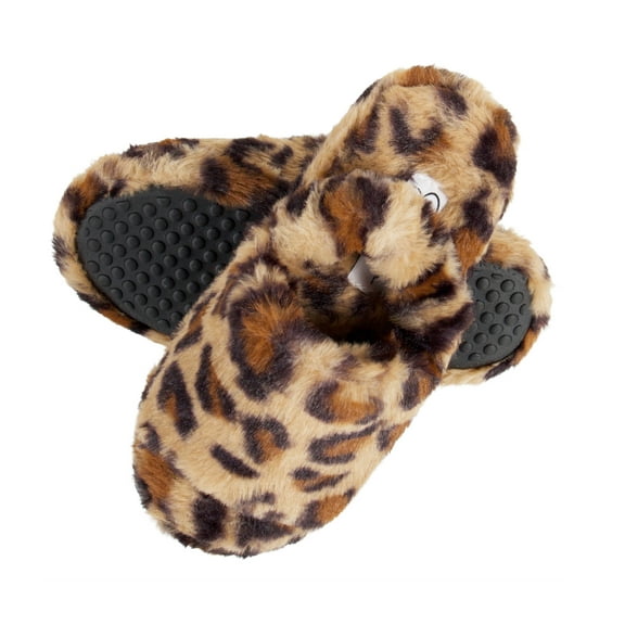 Jessica Simpson Girls Plush Faux Fur Slip On House Slippers with Memory Foam