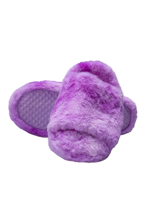 Girls Plush Fluffy Slip On House Slippers with Memory Foam