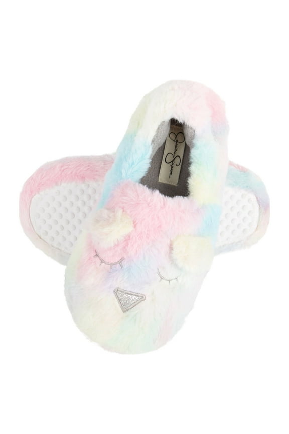 Girls Plush Fluffy Slip-on House Slippers with Memory Foam