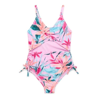 Jessica Simpson Girls Ruched Front Cutout Swimsuit, 1-Piece, Sizes XS-XL