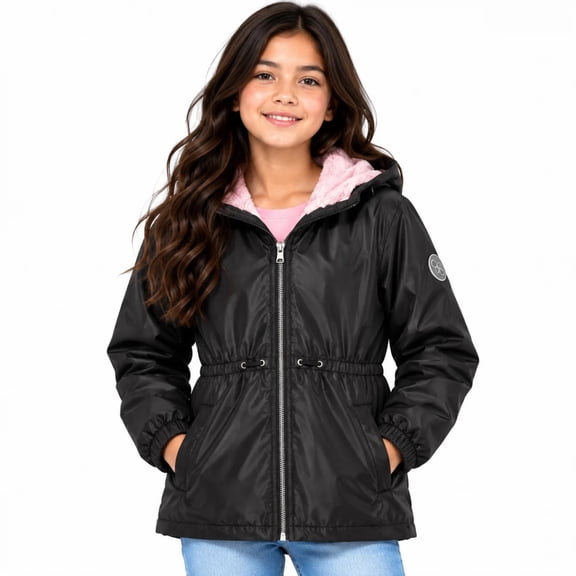 Jessica Simpson Girls Shine Anorak Jacket - Midweight Water-Resistant Faux Fur Lined Girl Coat