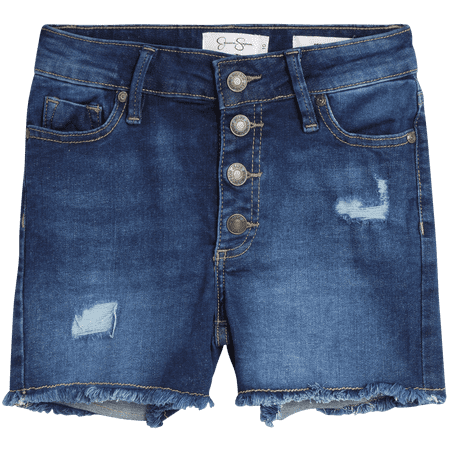 Jessica Simpson Girls' Shorts - 5 Pocket Stretch Denim Jean Shorts - Distressed Denim Acid Washed (7-16)