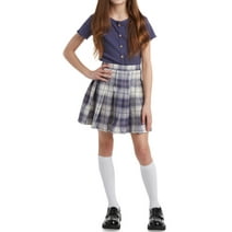 Jessica Simpson Girls' Skirt Set - 2 Piece Short Sleeve Button Down Blouse and Plaid Skirt (4-12)