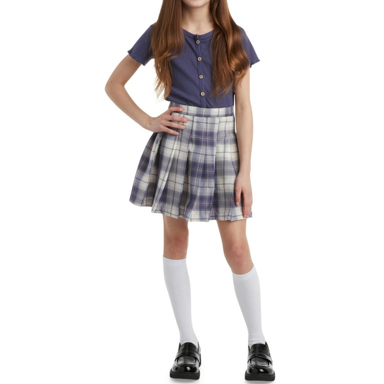 Chic Blouse and Plaid Skirt Set Chic Blouse and Plaid Skirt Set