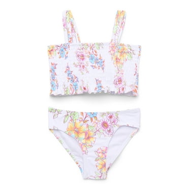 Jessica Simpson Girls Smocked Ruffle Hem Swimsuit Set, 2-Piece, Sizes XS-XL