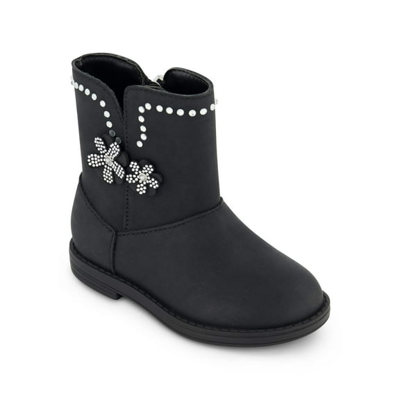 Jessica Simpson Girls Toddler Evie Flower Black Side Zipper Boot
