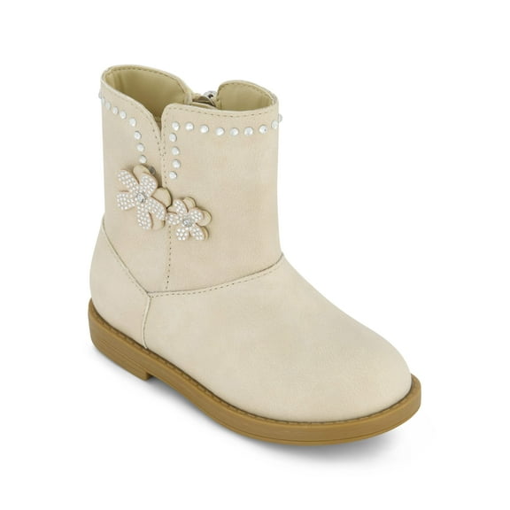 Jessica Simpson Girls Toddler Evie Flower Cream Beige Side Zipper Boot