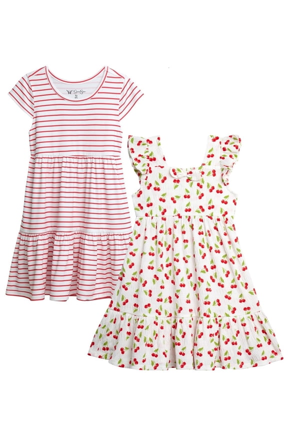 Girls' Two Pack Knit All-over Print Dress Set, Sizes 4-16