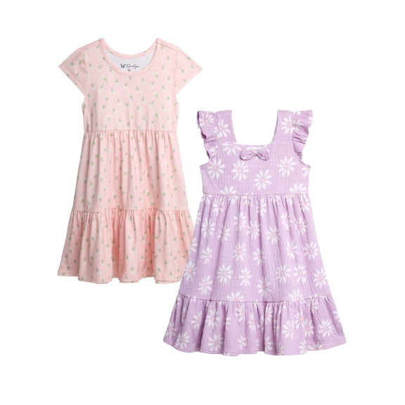 Jessica Simpson Girls' Two Pack Knit All-over Print Dress Set, Sizes 4-16