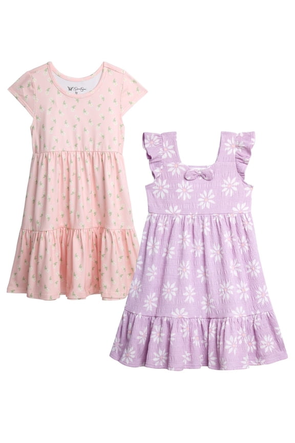 Girls' Two Pack Knit All-over Print Dress Set, Sizes 4-16