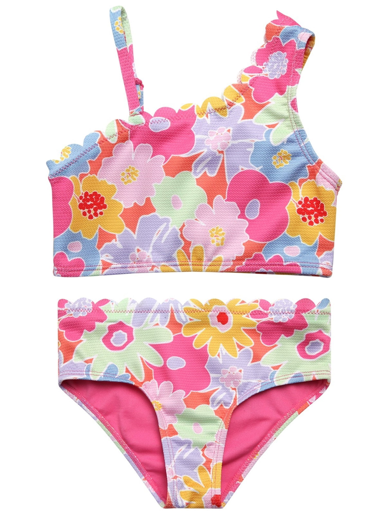 Jessica Simpson Girls' Two-piece Asymmetrical Bikini Swimsuit
