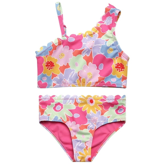 Jessica Simpson Girls' Two-piece Asymmetrical Bikini Swimsuit, Sizes 4-16