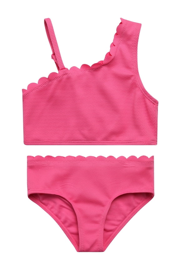 Girls' Two-piece Asymmetrical Bikini Swimsuit, Sizes 4-16