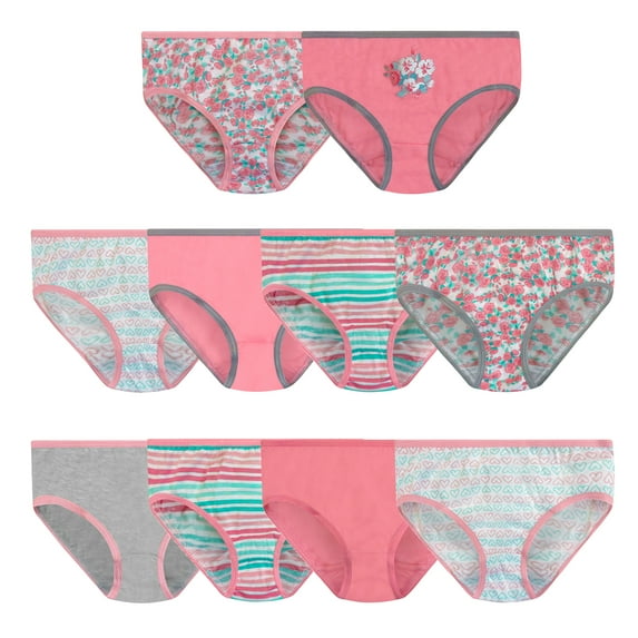 Jessica Simpson Girls Underwear, 10 Pack Kids Panties, Sizes 4-12 Hipster Briefs, Juniors