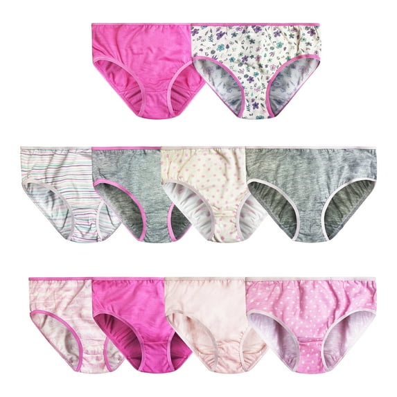 Jessica Simpson Girls Underwear, 10 Pack Kids Panties, Sizes 4-12 Hipster Briefs